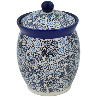 Polish Pottery Jar with Lid 6&quot; UNIKAT