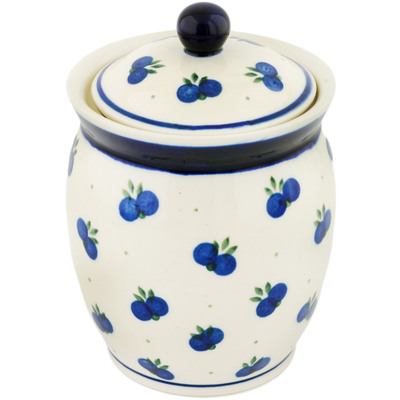Polish Pottery Jar with Lid 6&quot; Wild Blueberry