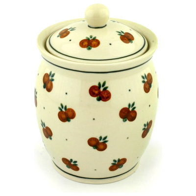 Polish Pottery Jar with Lid 6&quot; Wild Cherry