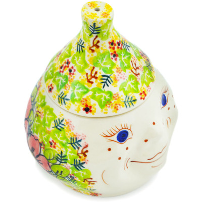 Polish Pottery Jar with Lid 6&quot; Wild Peonies UNIKAT