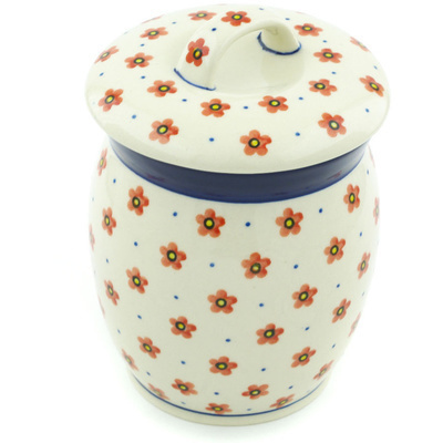 Polish Pottery Jar with Lid 6&quot; Wildflower Burst