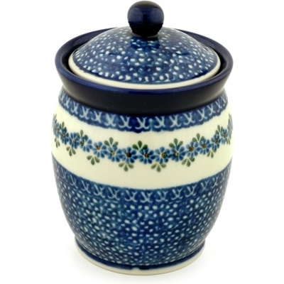 Polish Pottery Jar with Lid 6&quot; Wildflower Garland