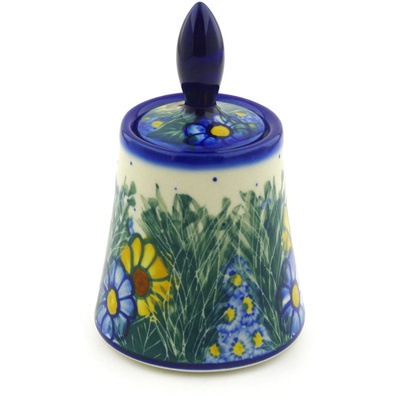 Polish Pottery Jar with Lid 6&quot; Wildflower Meadow