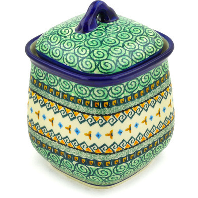 Polish Pottery Jar with Lid 7&quot; Albuquerque UNIKAT