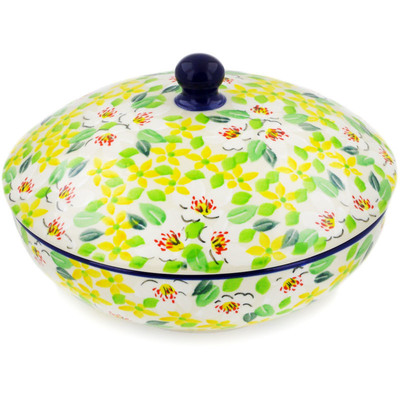 Polish Pottery Jar with Lid 7&quot; Anemones At Dawn UNIKAT