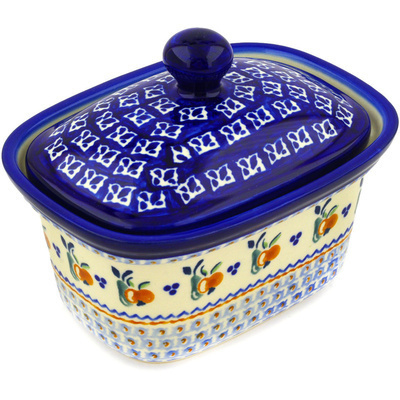 Polish Pottery Jar with Lid 7&quot; Apple Pears