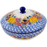 Polish Pottery Jar with Lid 7&quot; Autumn Falling Leaves UNIKAT
