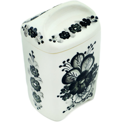 faience Jar with Lid 7&quot; Black