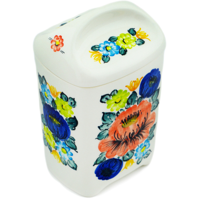 faience Jar with Lid 7&quot; Blooming Roses