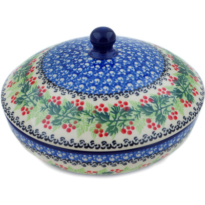 Polish Pottery Jar with Lid 7&quot; Blooming Rowan
