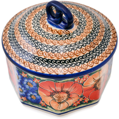 Polish Pottery Jar with Lid 7&quot; Bright Beauty UNIKAT