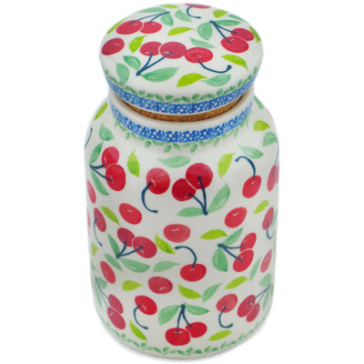 Polish Pottery Jar with Lid 7&quot; Cherry Sweet