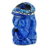 faience Jar with Lid 7&quot; Cobalt Flowers