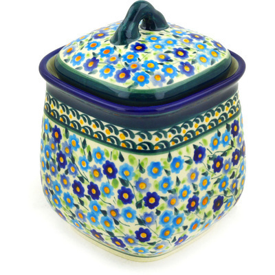 Polish Pottery Jar with Lid 7&quot; Cottage Garden UNIKAT