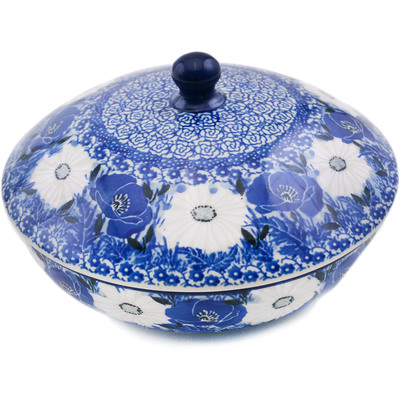 Polish Pottery Jar with Lid 7&quot; Dancing In The Rain UNIKAT