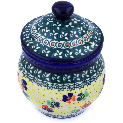 Polish Pottery Jar with Lid 7&quot; Fantasia UNIKAT