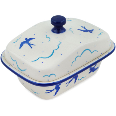Polish Pottery Jar with Lid 7&quot; Flight