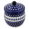 Polish Pottery Jar with Lid 7&quot; Flowering Peacock