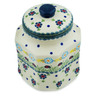 Polish Pottery Jar with Lid 7&quot; Flowers And Ladybugs