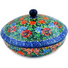 Polish Pottery Jar with Lid 7&quot; Fresh Blossoms UNIKAT