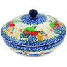 Polish Pottery Jar with Lid 7&quot; Fruit Medley UNIKAT