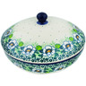 Polish Pottery Jar with Lid 7&quot; Green Flora