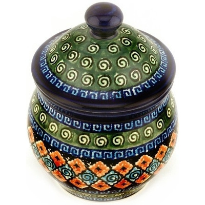 Polish Pottery Jar with Lid 7&quot; Harlequin UNIKAT