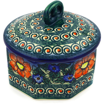 Polish Pottery Jar with Lid 7&quot; Havana UNIKAT