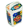 Faience Jar with Lid 7&quot; Little Flower Patch Black
