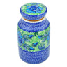 Polish Pottery Jar with Lid 7&quot; Matisse Flowers Cobalt UNIKAT