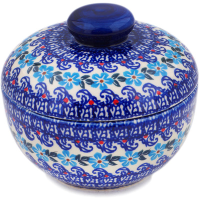 Polish Pottery Jar with Lid 7&quot; Meadow Floret UNIKAT