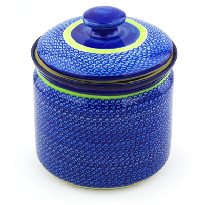 Polish Pottery Jar with Lid 7" Midnight Eclipse