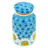 Polish Pottery Jar with Lid 7&quot; Pansies And Daisies UNIKAT