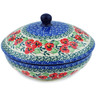 Polish Pottery Jar with Lid 7&quot; Red Pansy