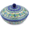 Polish Pottery Jar with Lid 7&quot; Red Robin Roses UNIKAT