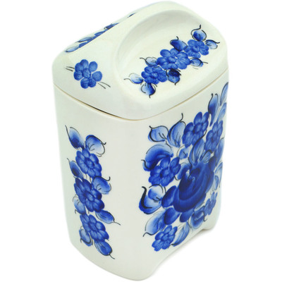 Faience Jar with Lid 7&quot; Retro Cobalt