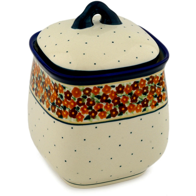 Polish Pottery Jar with Lid 7&quot; Russett Floral