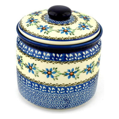 Polish Pottery Jar with Lid 7&quot; Shady Spring