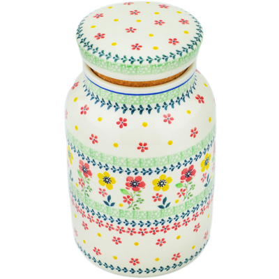 Polish Pottery Jar with Lid 7&quot; Spring Bliss UNIKAT