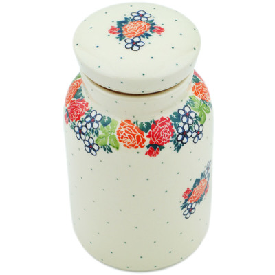 Polish Pottery Jar with Lid 7&quot; Spring&#039;s Arrival