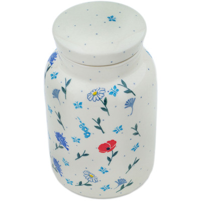Polish Pottery Jar with Lid 7&quot; Springtime Serenade