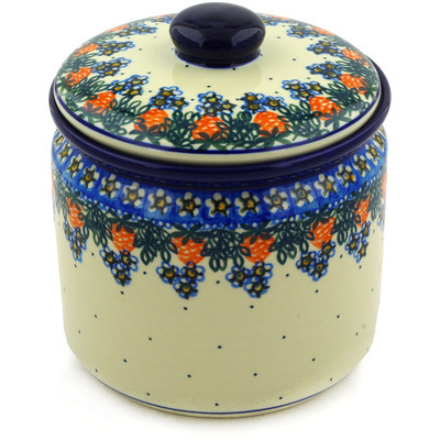 Polish Pottery Jar with Lid 7&quot; Strwaberry Fever