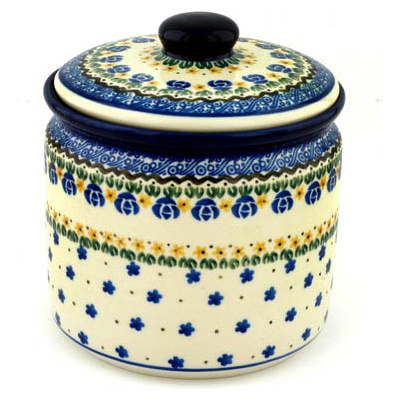 Polish Pottery Jar with Lid 7&quot; Summer Dasies