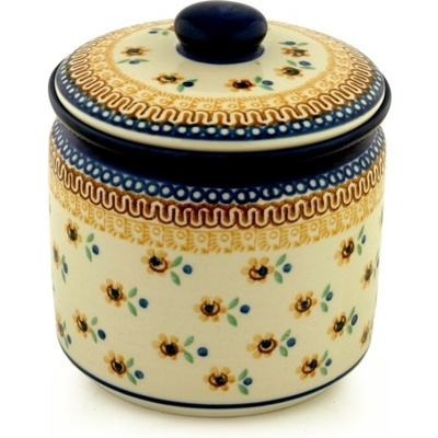 Polish Pottery Jar with Lid 7&quot; Sunshine Kiss