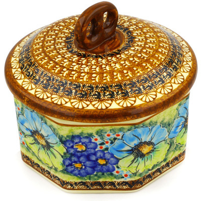 Polish Pottery Jar with Lid 7&quot; Sweet Emotions UNIKAT