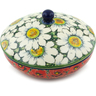 Polish Pottery Jar with Lid 7&quot; Sweet Red Petals UNIKAT