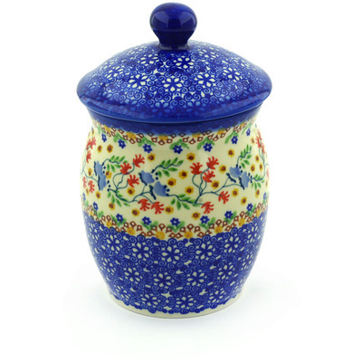 Polish Pottery Jar with Lid 7&quot; UNIKAT
