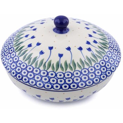 Polish Pottery Jar with Lid 7&quot; Water Tulip