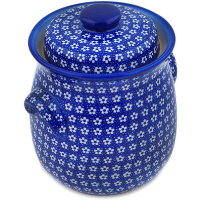 Polish Pottery Jar with Lid 8&quot; Azul Garden