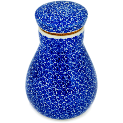 Polish Pottery Jar with Lid 8&quot; Blue Bounty